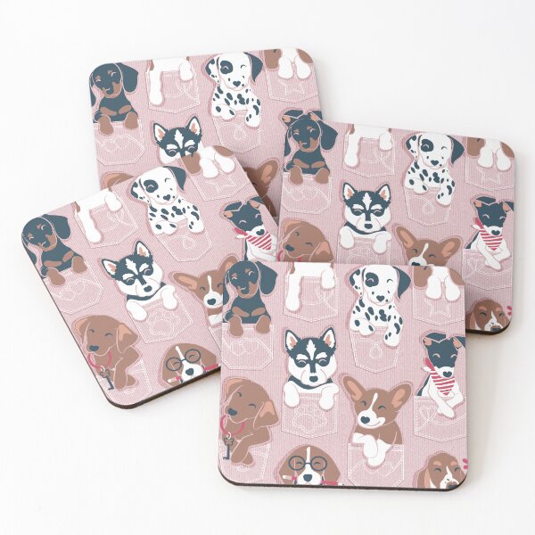 Item preview, Pure love pockets I // blush pink background Dachshund Beagle Dalmatian Basset Hound Labrador Retriever Husky Welsh Corgi and Italian Greyhound dog puppies designed and sold by SelmaCardoso.