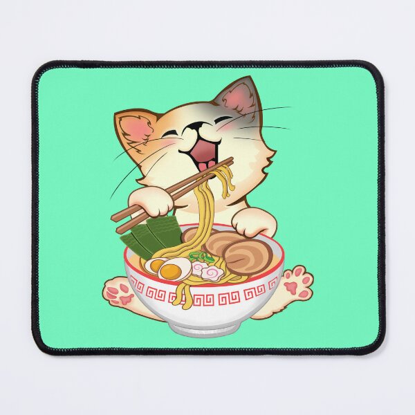 Item preview, Cat Eating Ramen Cute Noodles designed and sold by GreenSplash.