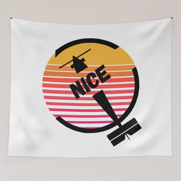 Item preview, NCE Nice Airport, Cote d'Azur, France, Europe - Retro Vintage Sunset Plane Flight Travel Destination Design designed and sold by Vintage-TM.