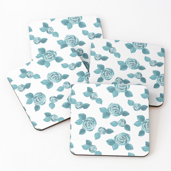 Item preview, Turquoise Watercolor Roses (White) designed and sold by HildegunStudio.
