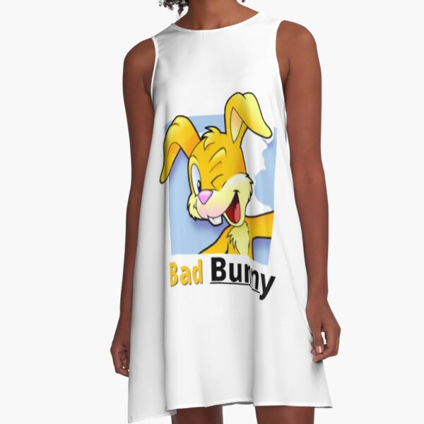 "bad bunny " Bunny With Bubble Gum Chiffon Top A-Line Dress