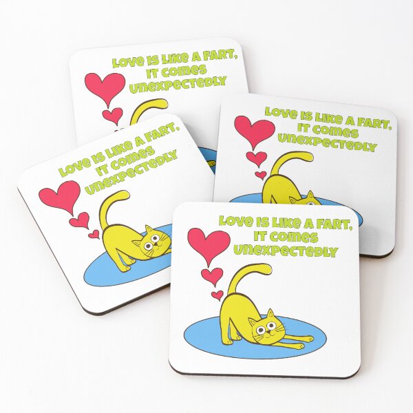 Item preview, Funny Farting Cat - Love is Like a Fart, it Comes Unexpectedly designed and sold by BlueBlackSky.