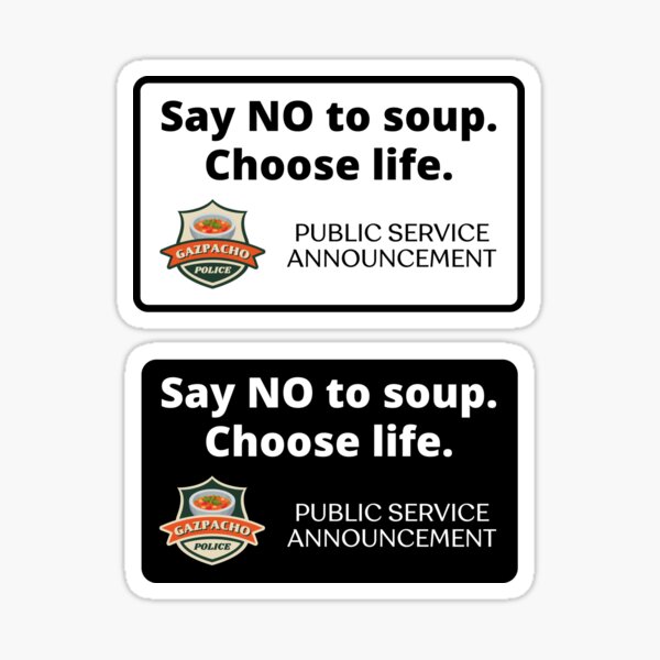 Vista previa del artículo con la obra «Anuncio de Servicio Público de la Policía de Gazpacho», diseñado y vendido por ladylaughprints.
