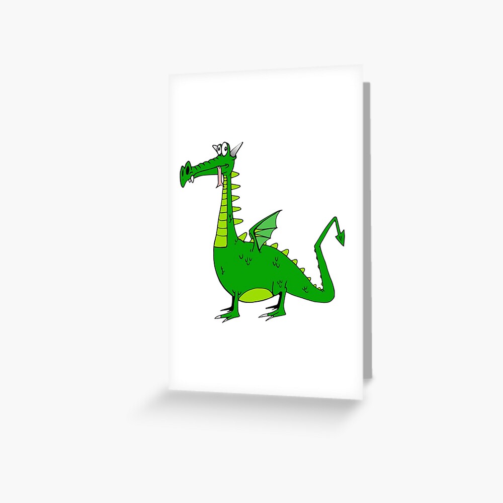 Dopey Dragon Greeting Card By Abigailsinclair Redbubble 