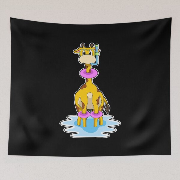 Artikelvorschau, Giraffe beim Schwimmen mit Schwimmring entworfen und verkauft von Snabdesign84.