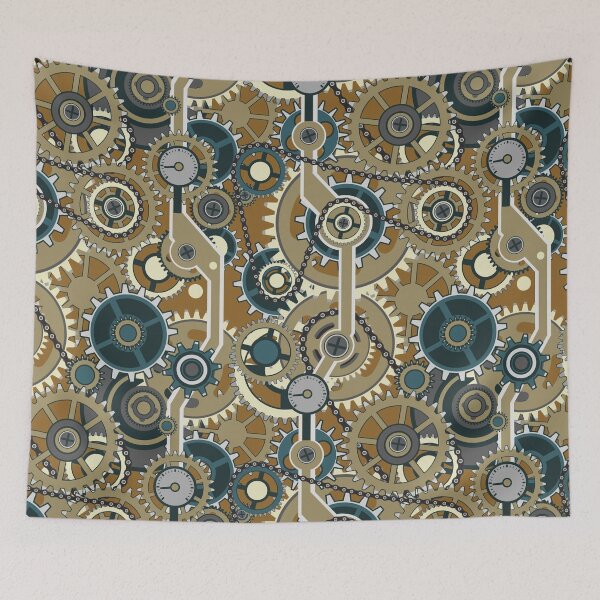 Item preview, Gears Cogs Steampunk Machine Mechanical Grind Clock designed and sold by Spaceshipsells.