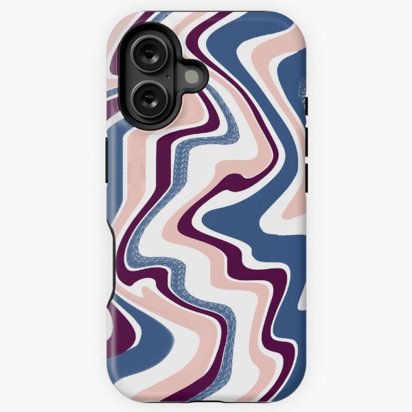 Liquid waves and swirls in blue, pink, purple and white. iPhone Tough Case