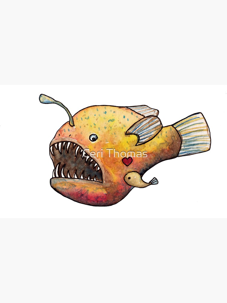 Deep Sea Fish Sticker, Angler Fish, Illustration Sticker, Vinyl