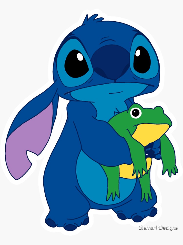 "Stitch Holding Frog Cute" Sticker for Sale by SierraH-Designs | Redbubble