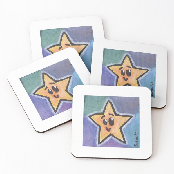 Item preview, Glowing Yellow Star Critter on Green, Purple, and Blue Background designed and sold by everalovelace.