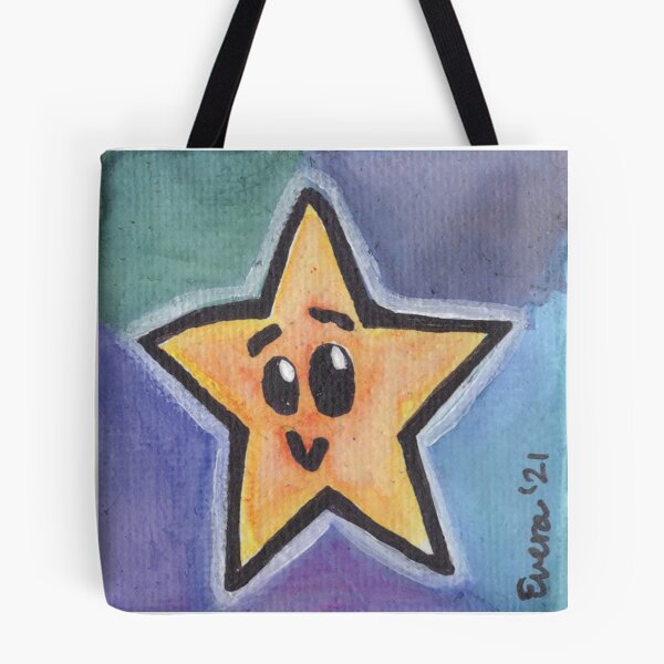 Item preview, Glowing Yellow Star Critter on Green, Purple, and Blue Background designed and sold by everalovelace.