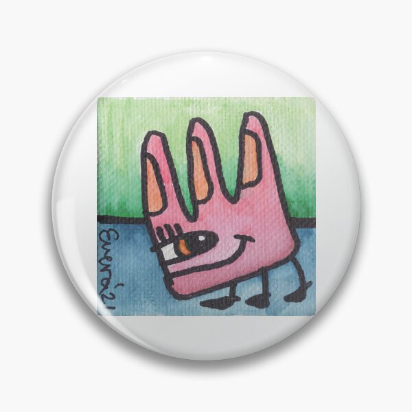 Item preview, Pink and Orange Three-Eared Critter with Green and Blue Background designed and sold by everalovelace.