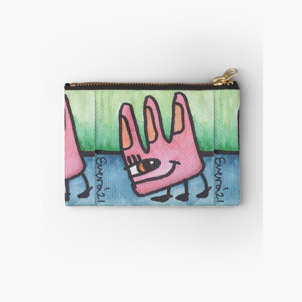 Item preview, Pink and Orange Three-Eared Critter with Green and Blue Background designed and sold by everalovelace.