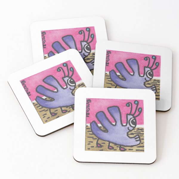 Item preview, Purple Flower Critter on Tan and Dark Pink Background designed and sold by everalovelace.
