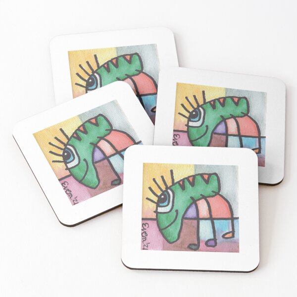Item preview, Green Critter with Orange Stripes on Multicolored Checkered Background designed and sold by everalovelace.