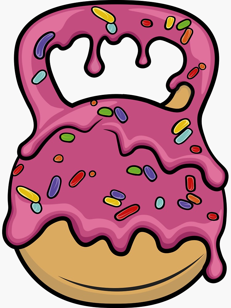 Thumbnail 3 of 3, Sticker, Delicious Donut Kettlebell - Bodybuilding, Strongman, Powerlifting, Weightlifting, Fitness designed and sold by BarbellProject.