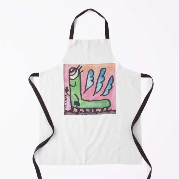 Item preview, Green Critter with Three Blue Wings on Pink Background designed and sold by everalovelace.