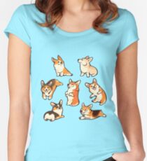 Jolly corgis in green Women's Fitted Scoop T-Shirt
