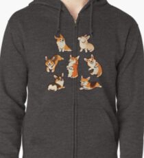Jolly Corgis in grün Hoodie mit Reißverschluss