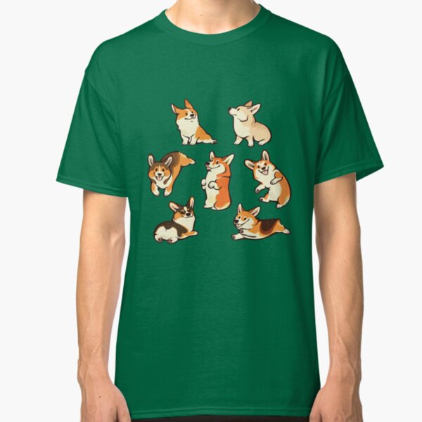 Jolly corgis in green Classic T-Shirt