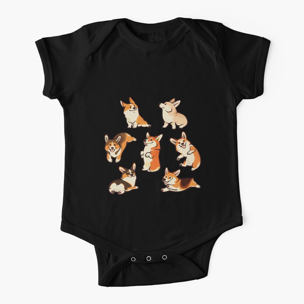 Lustige Corgis in Grün Babystrampler