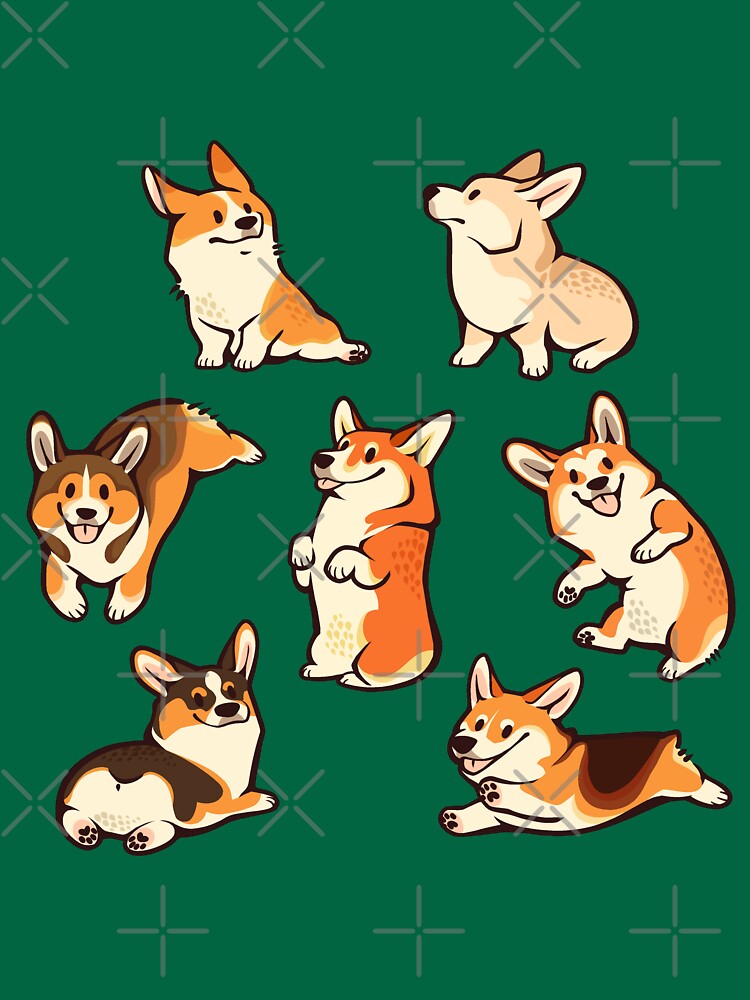 Jolly corgis in green by Colordrilos