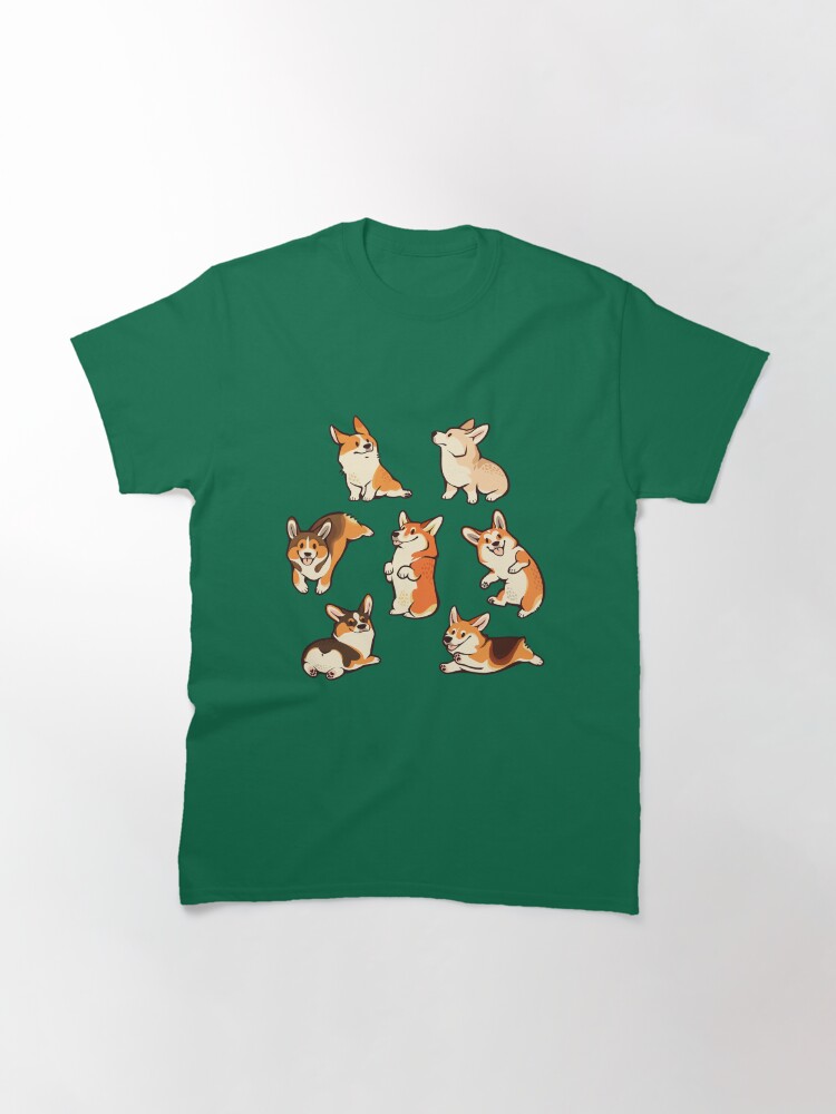 Alternate view of Jolly corgis in green Classic T-Shirt