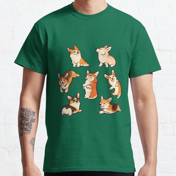 Jolly corgis en vert T-shirt classique
