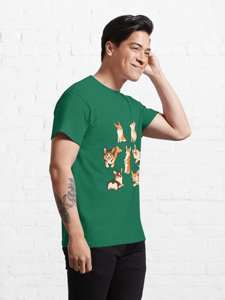 Alternate view of Jolly corgis in green Classic T-Shirt