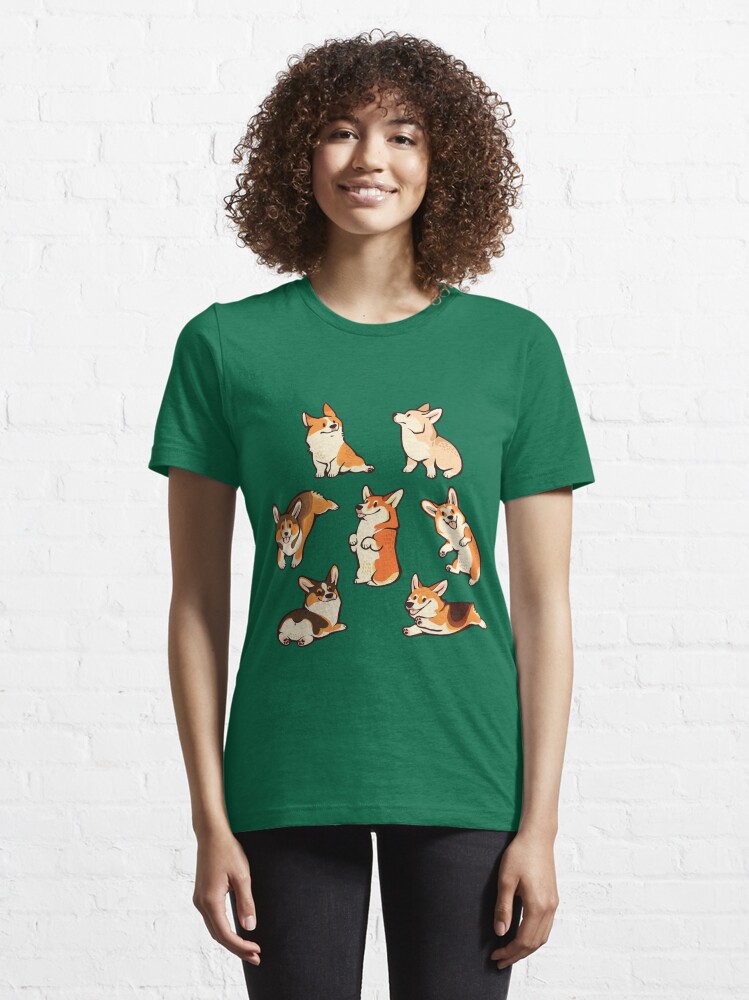 Alternate view of Jolly corgis in green Essential T-Shirt