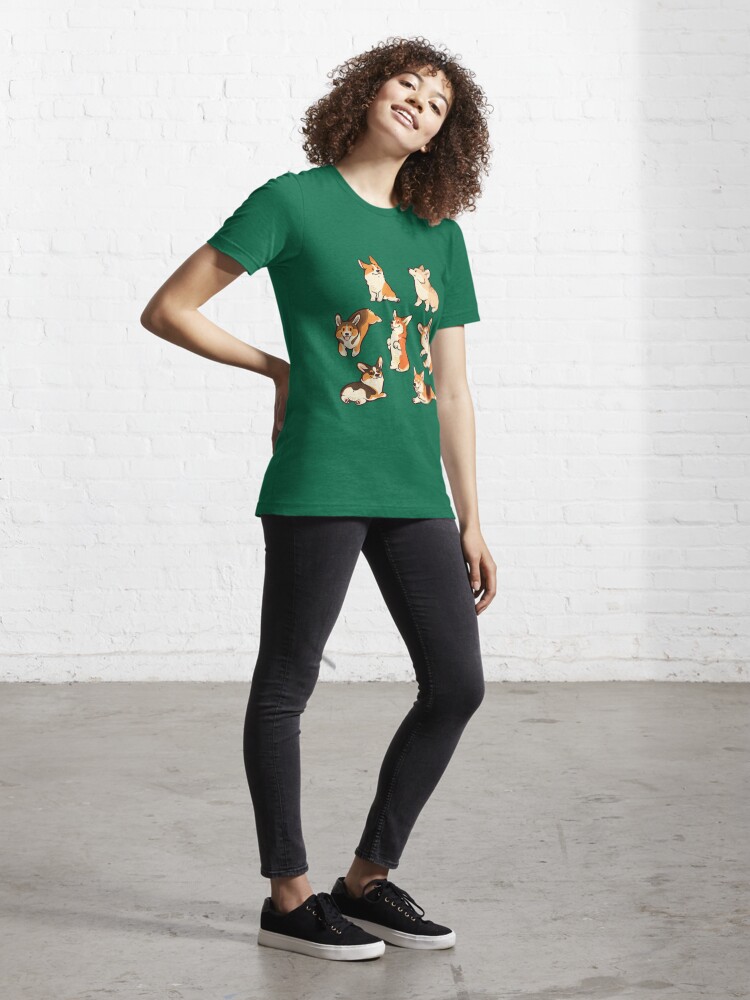 Alternate view of Jolly corgis in green Essential T-Shirt