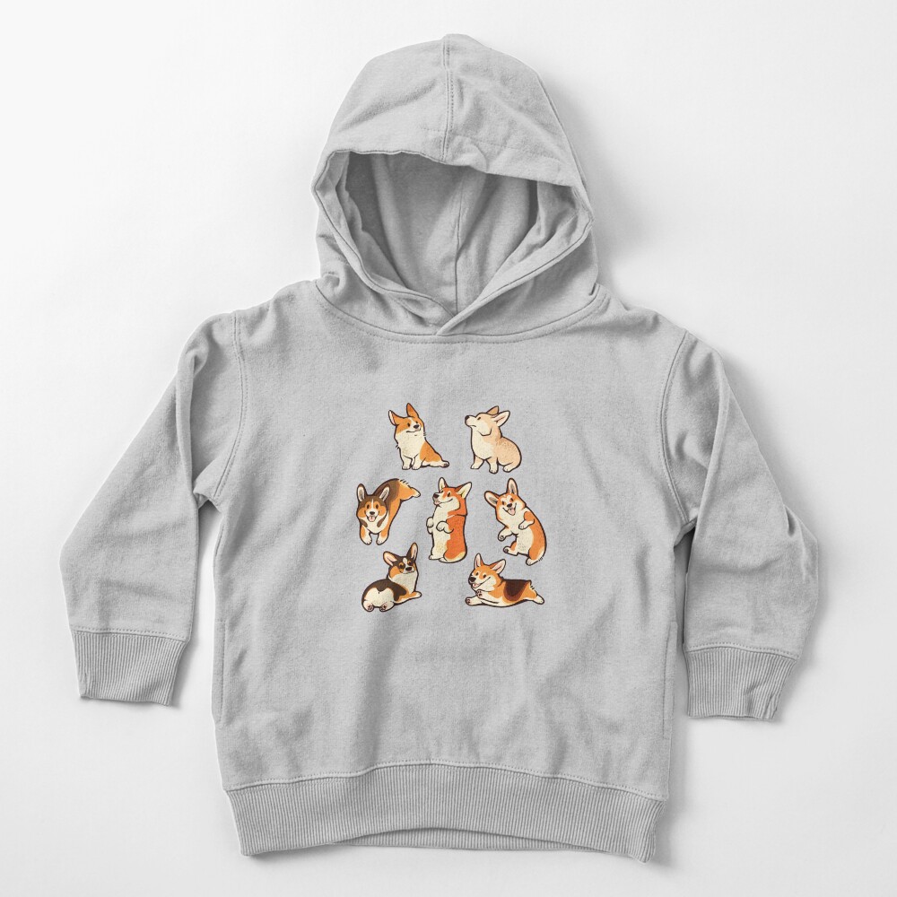 Jolly corgis in green Toddler Pullover Hoodie