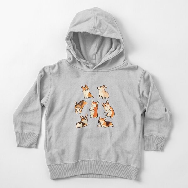 Jolly corgis in green Toddler Pullover Hoodie