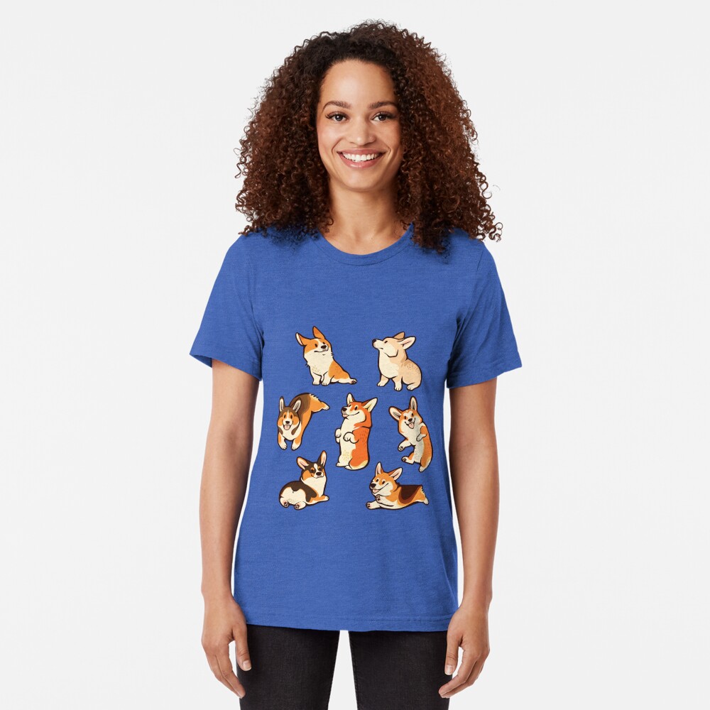 Jolly corgis in green Tri-blend T-Shirt