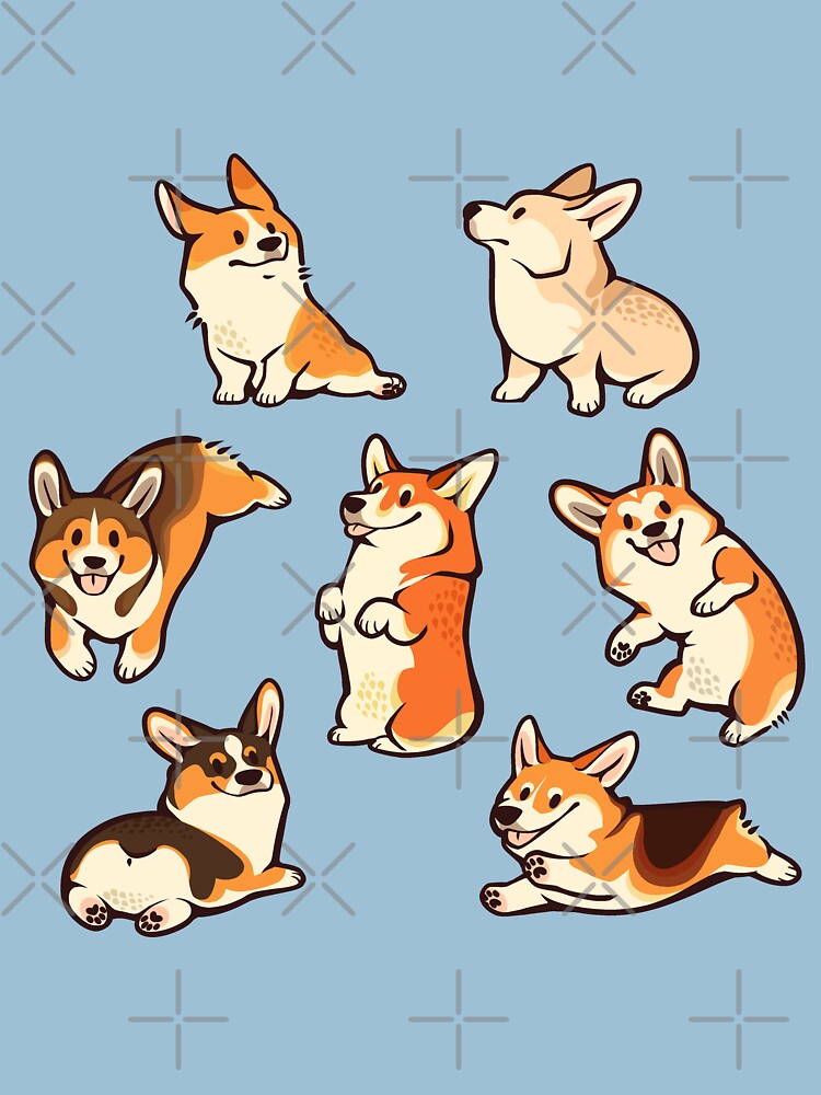 Jolly corgis in blue by Colordrilos