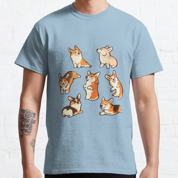 Jolly corgis in blue Classic T-Shirt
