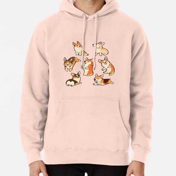 Lovey corgis in pink Pullover Hoodie