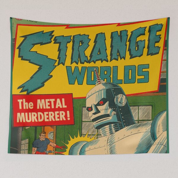 Item preview, vintage Comics, Strange Worlds no 8, The Metal Murderer, Science Fiction Comics, 1940s comics, Killer Robots, Ray Gun, Damsel in Distress designed and sold by Nostrathomas66.