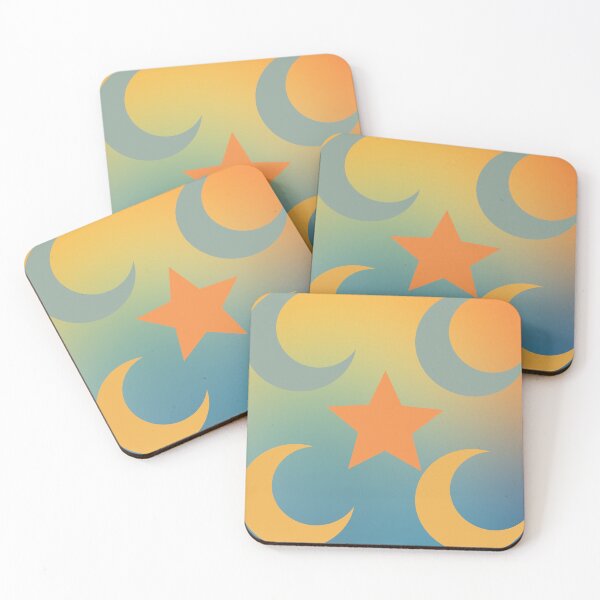 Item preview, Blue and Gold Crescent Moon Pattern w/Star in Blue/Orange Gradient Sky designed and sold by ShaunSandhu.