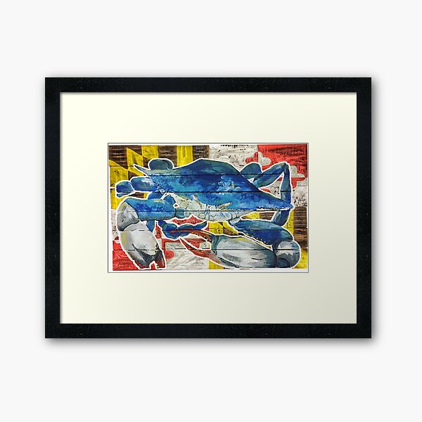 Blue Crab Maryland Flag Framed Art Print