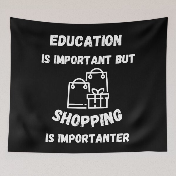 Item preview, Education Is Important But Shopping Is Importanter Bags Clipart In Black designed and sold by LuckyKermit.