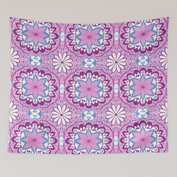 Item preview, Abstract Floral Pattern in Pink, Violet and Blue designed and sold by Jelena Novakovic.