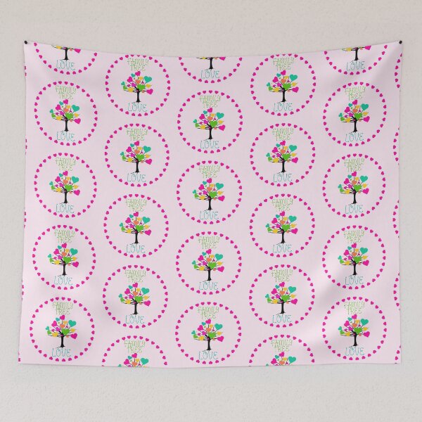 Item preview, Family Tree Love! (Pink/Aqua on Pink) designed and sold by PawsitiveMum.