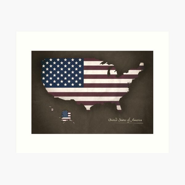Item preview, USA map special vintage artwork style with flag illustration designed and sold by Ingo Menhard.