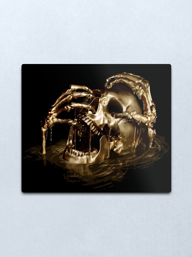 Alternate view of Black Sails Golden Skull Metal Print