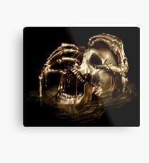 Schwarzer Segel-goldener Schädel Metallbild