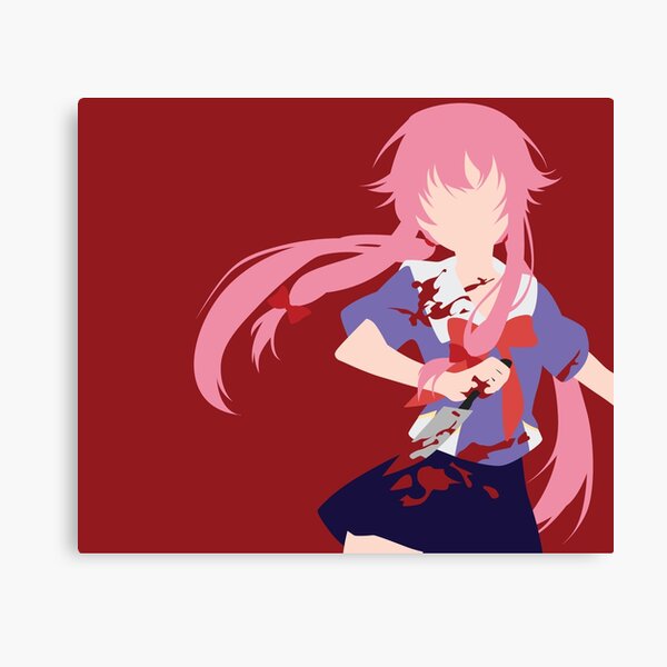 Yuno Gasai Future Diary Mirai Nikki Retro blue brown anime Design | Canvas  Print