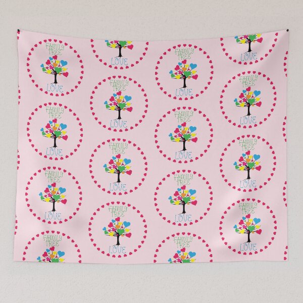 Item preview, Family Tree Love! (Red/Blue on Pink) designed and sold by PawsitiveMum.
