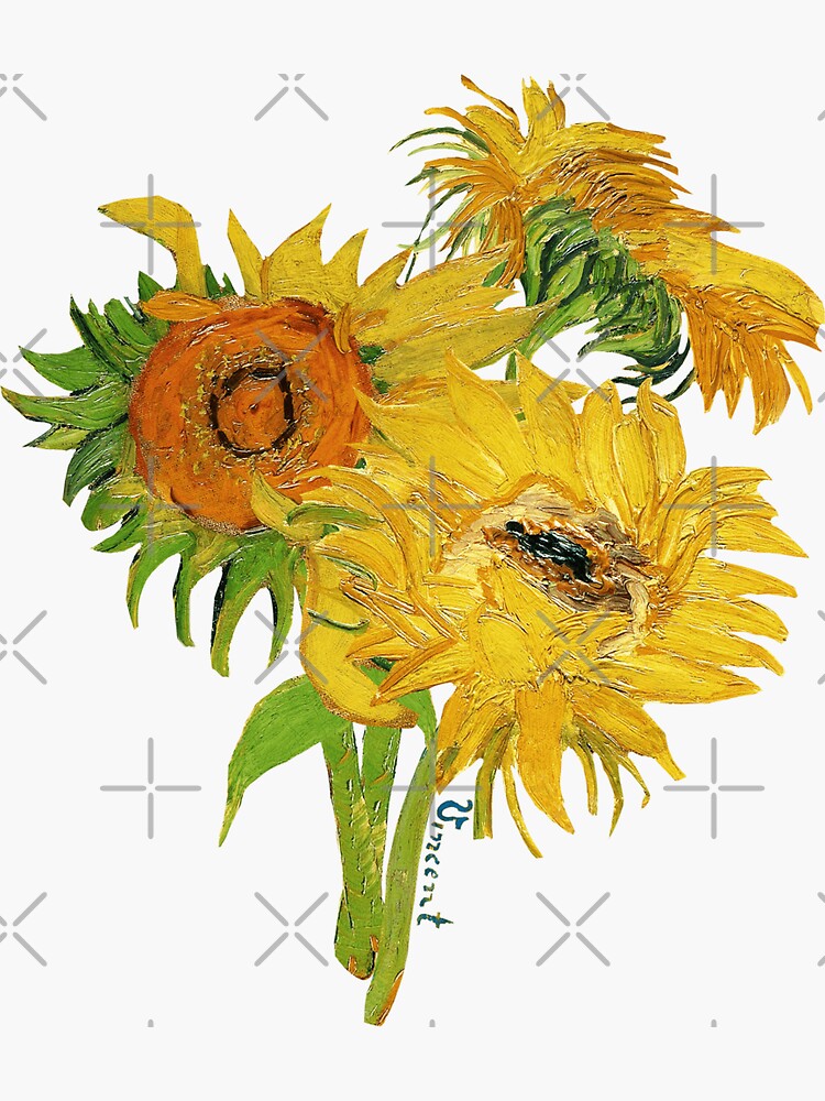 Van Gogh Sunflowers Flat Flower Window Sticker