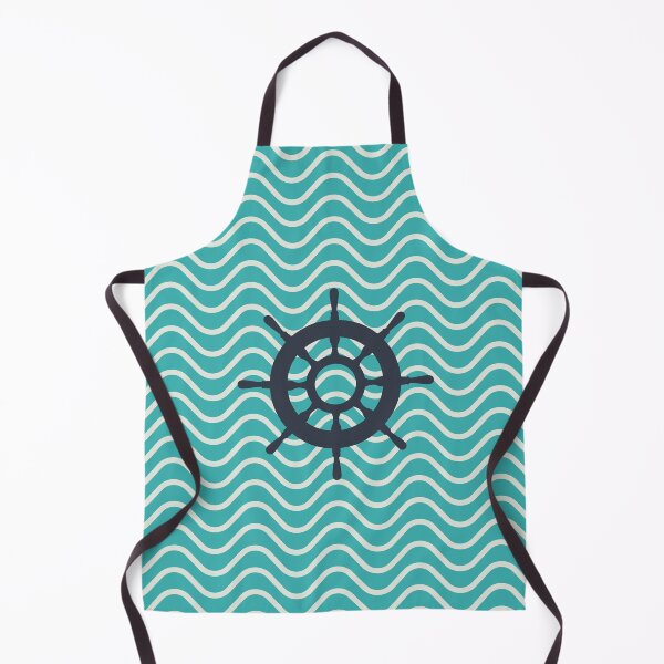 Item preview, Nautical Boat Wheel on Turquoise Waves Background designed and sold by HiddenPuppets.